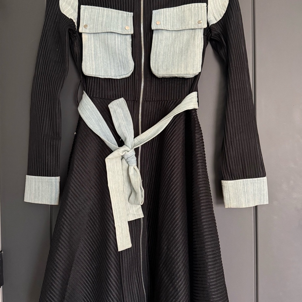 Stylish Black and Denim Women's Jacket Dress
